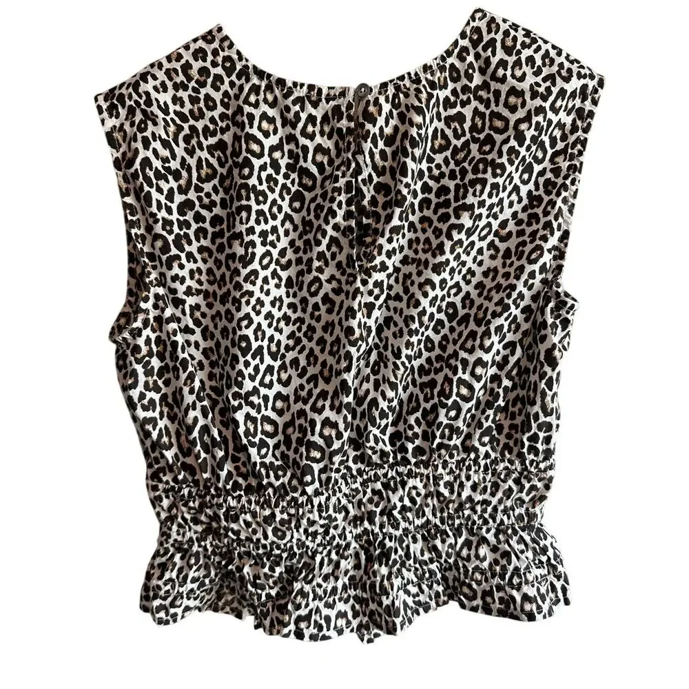 J. Crew Hyacinth Top Leopard Cotton Poplin XS Style CI551